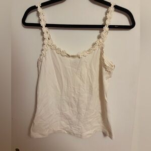 Cream Floral Appliqué Strap Women's Cami